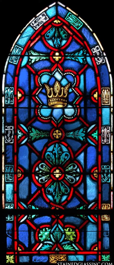 "Crown Design" Religious Stained Glass Window