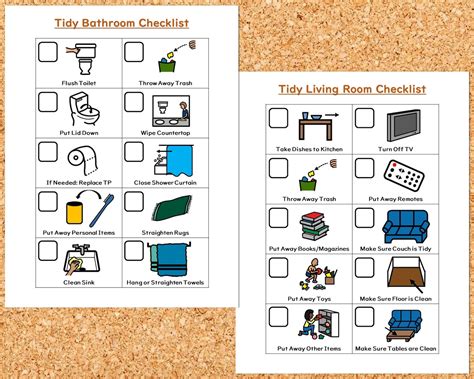 Printable Kids Tidying Checklists With Pictures - Etsy