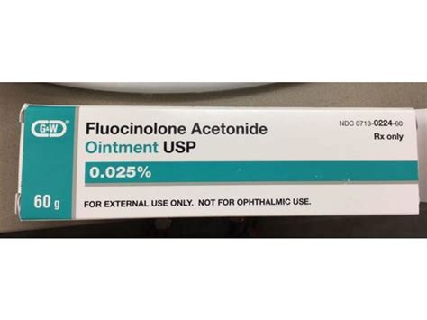 Fluocinolone Acetonide Ointment USP 0.025%, 60 g, G&W Laboratories, Inc (RX) Ingredients and Reviews