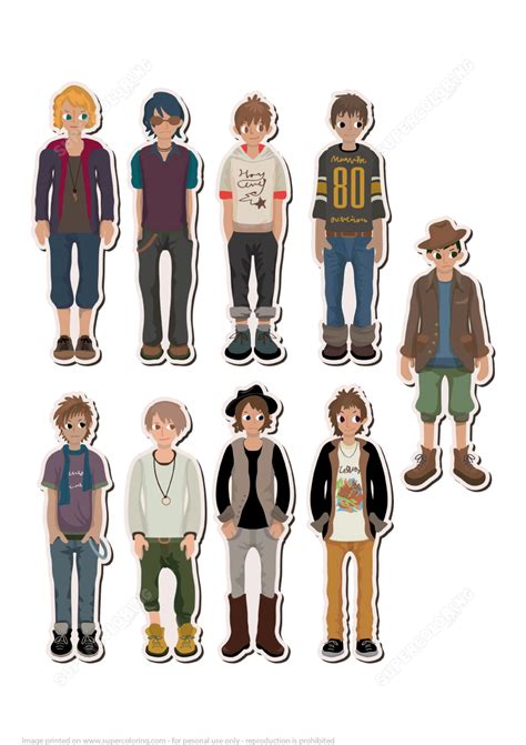 Teenage Boys Printable Stickers | Free Printable Papercraft Templates