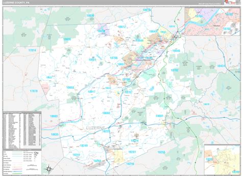 Luzerne County, PA Wall Map Premium Style by MarketMAPS - MapSales