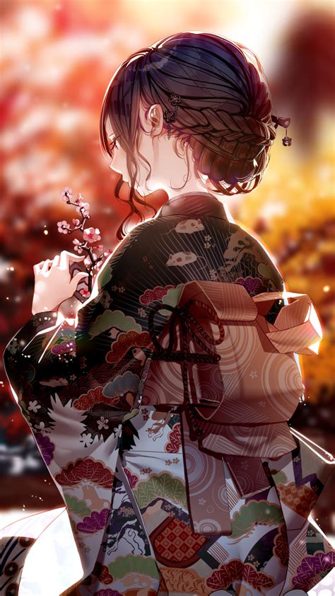 1440x2560 Kimono Dress Anime Girl 4k Samsung Galaxy S6,S7 ,Google Pixel ...