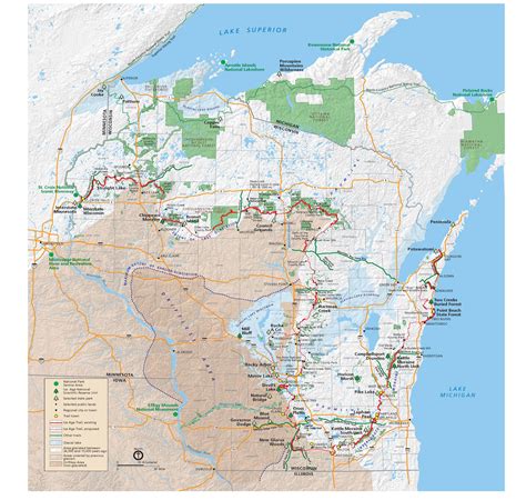 Hiking Trails Wisconsin Map - Amanda Marigold