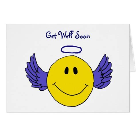 AH- Angel Smiley Face Get Well Soon Card | Zazzle.com