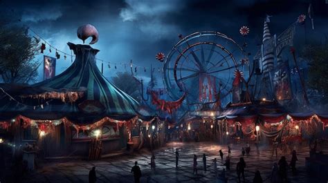 Premium AI Image | A haunted carnival with evil games and rides