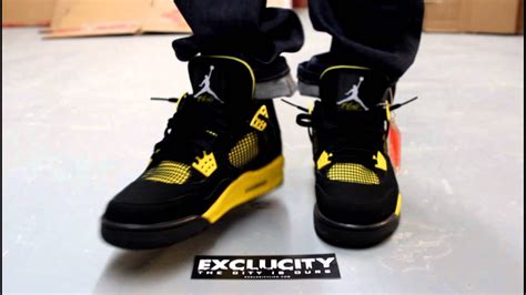 Air Jordan IV "Thunder" On-Feet Video at Exclucity - YouTube