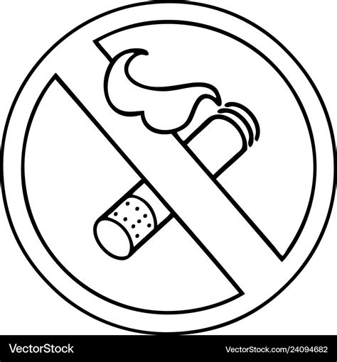 Line drawing cartoon no smoking allowed sign Vector Image