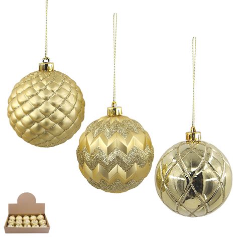 Champagne Gold Baubles 8cm 3 assorted | Christmas Complete