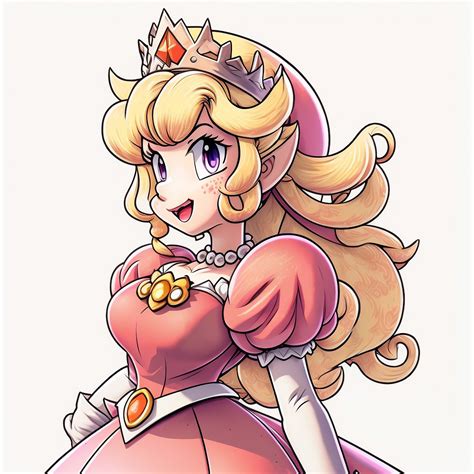 Cute Princess Peach Super Mario Brothers Digital Art, Manga Inspired ...