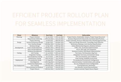 Efficient Project Rollout Plan For Seamless Implementation Excel ...