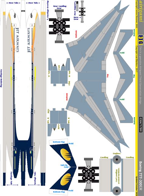 Jet Airways Boeing 777-300ER paper model | Paper airplane models, Paper airplanes, Paper models