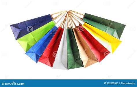 Colorful Paper Shopping Bags Stock Photo - Image of object, present ...