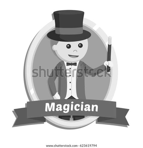 Black White Magician Emblem Black White Stock Vector (Royalty Free ...