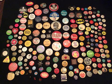 Lot - 197 Novelty Pinback Buttons and Pins