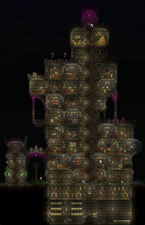 ชุมชน Steam: Terraria. Finished-ish Castle. | Terraria castle, Terrarium base, Terraria house design