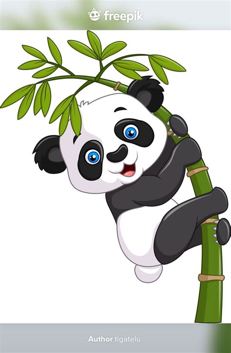 Premium Vector | Cute funny baby panda hanging on the bamboo | Panda ...