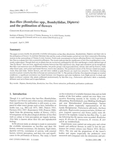 (PDF) Bee-flies (Bombylius spp., Bombyliidae, Diptera) and the pollination of flowers