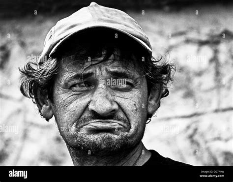 Sad homeless man Dragan effect portrait Stock Photo - Alamy