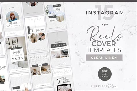 Instagram Reels Template for Canva | White Linen | Cover template ...