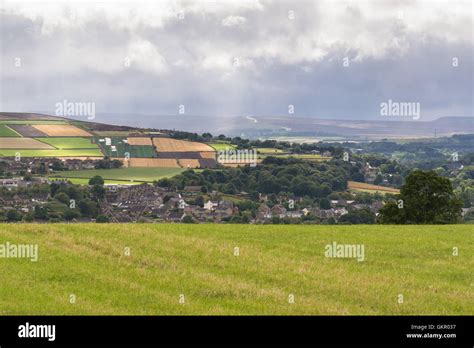 South Yorkshire landscape - view over Penistone market town with A628 ...