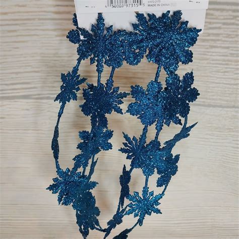 New! Blue Glitter Snowflake Garland 6' Christmas Decoration Party Holiday Tree | eBay