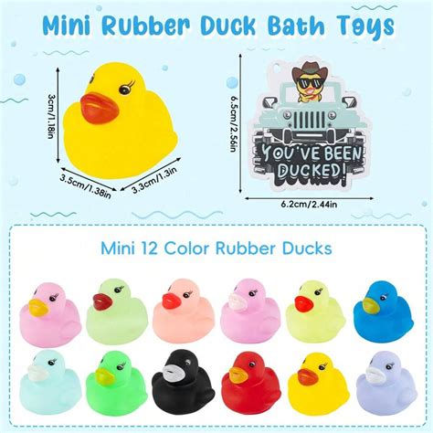 12sets Mini Rubber Ducks With 12 Cards 12 Rubber Bands, Rubber Ducks ...