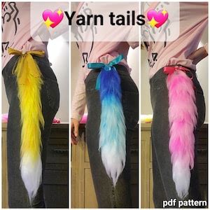 Animal Yarn Tails Therian Tails Tail Keychain Digital Pattern Durable/strong Acrylic Yarn Tails ...