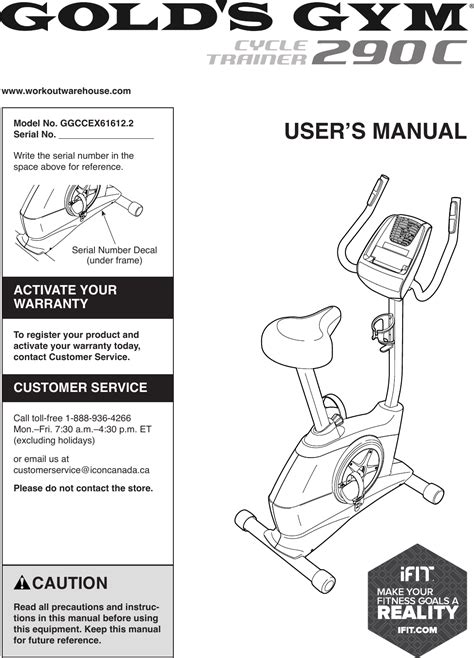 Golds Gym Ggccex616122 Owners Manual