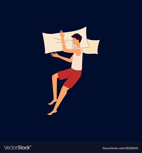 Cartoon man lying in bed on his side - sleep Vector Image