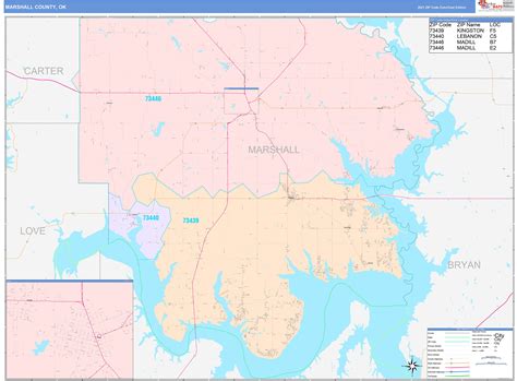 Marshall County, OK Wall Map Color Cast Style by MarketMAPS - MapSales.com