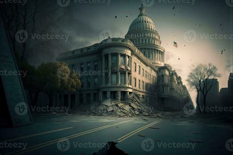 Washington dc earthquake on capitol and mall Illustration generative ai ...