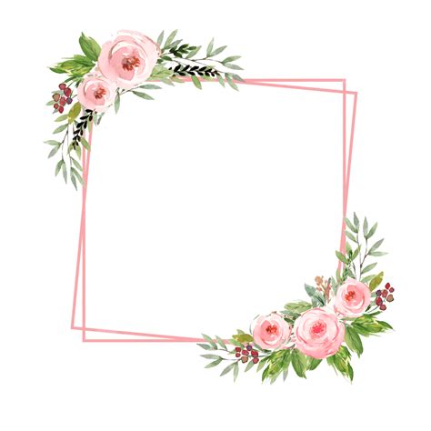 Floral Frame Rectangle White Transparent, Rectangle Shaped Floral Frame ...