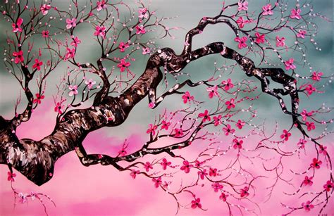 Japanese Cherry Blossom Huge 24x36 ORIGINAL by EmilyNewmanArt