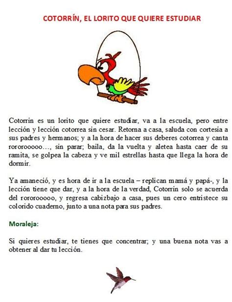 2 Fabulas Cortas Para NiÃ±os Con Moraleja - samisma