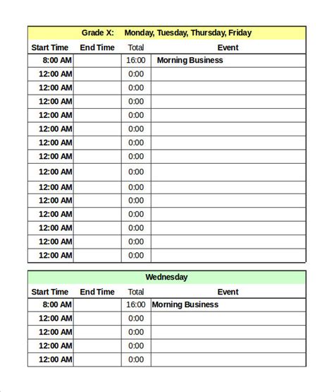 Daily Schedule Template - 39+ Free Word, Excel, PDF Documents Download | Free & Premium Templates