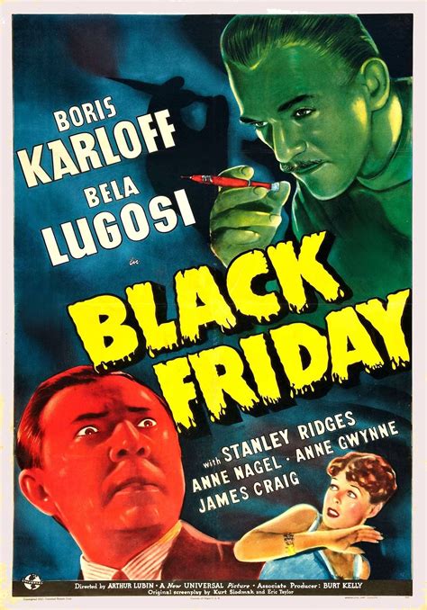 BLACK FRIDAY 1940 --Vintage movie poster (726) | Horror movie posters ...