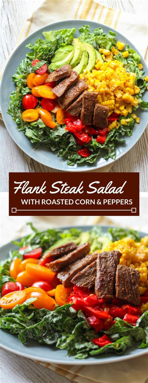 Flank Steak Salad with Roasted Corn and Peppers - Zen & Spice