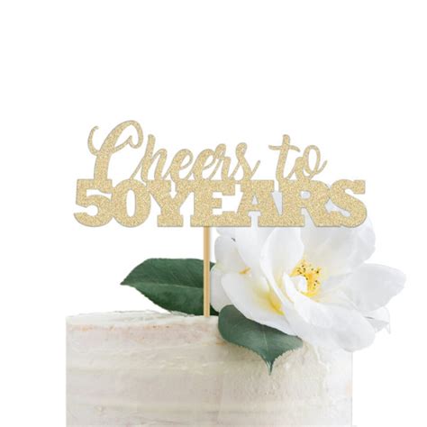 Cheers to 50 Years Cake Topper Gold 50th Birthday Party Decorations ...