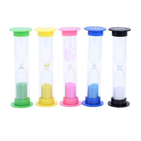 Set hourglasses at different times 2 x 30 seconds per piece, 1 minute, 2 minutes, 3 minutes, 5 ...