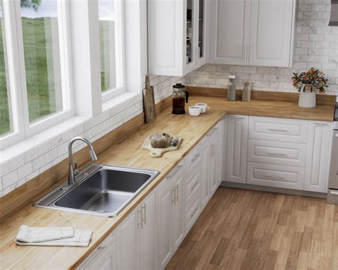 Upgrade Your Kitchen with a Stunning White Island featuring Butcher Block Countertop – See ...