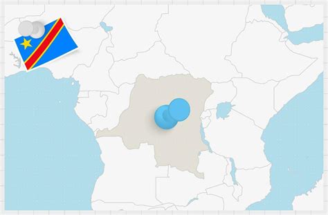 Map of DR Congo with a pinned blue pin. Pinned flag of DR Congo ...