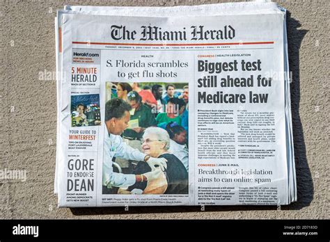 Florida miami herald newspaper front page headlines hi-res stock ...