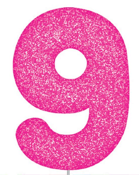 Pink Glitter Number Cake Birthday Candles 9