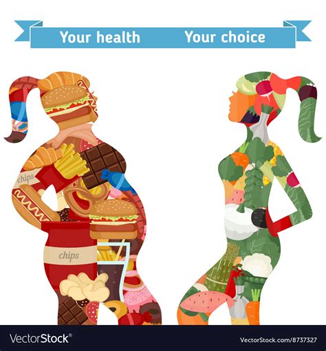 Healthy and unhealthy lifestyle concept Royalty Free Vector