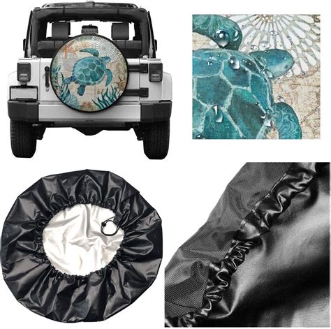 RV SUV and Many Vehicle 15 Inch Retro Sunflower Spare Tire Cover Waterproof Dust-Proof UV Sun ...
