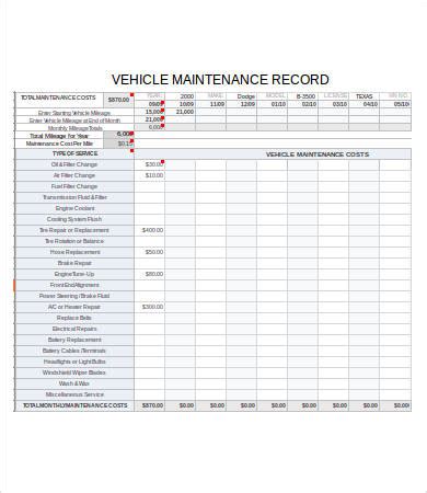 Vehicle Maintenance Log - 7+ Free PDF, Excel Documents Download | Free & Premium Templates