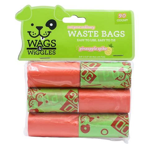 Wags & Wiggles Large Scented Dog Waste Bags, Pineapple Scented Dog Poop Bags - 90 Count ...