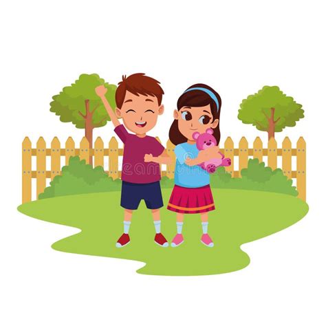 Kids Friends Playing and Smiling Cartoons Stock Vector - Illustration ...