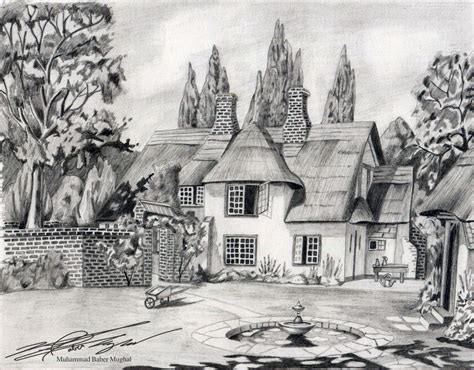 Scenic House Sketch by BaberMughal on DeviantArt