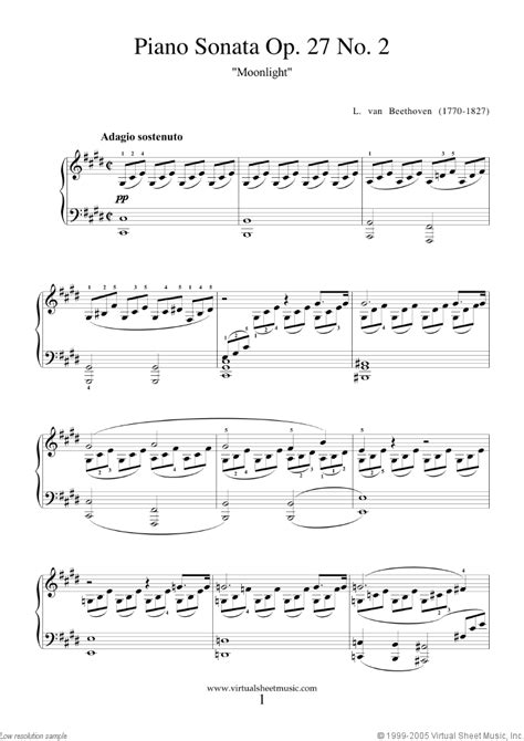 Moonlight Sonata Sheet Music Op.27 No.2 for piano (PDF)